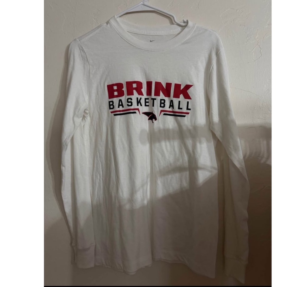 New Nike BRINK BASKETBALL Long Sleeve Tee Shirt Kids‎ XL White UNISEX